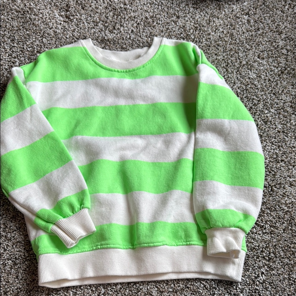 Zara Neon Green and White Knit Top